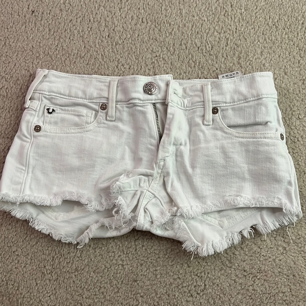 True Religion White Denim Shorts